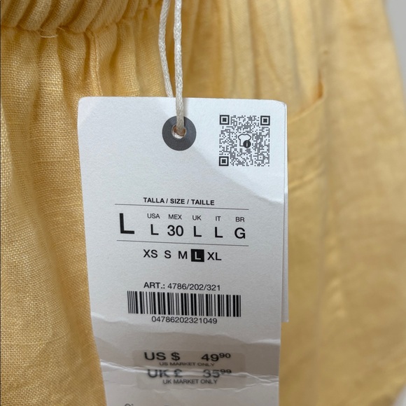 NWT Zara Yellow Linen Shirt and Shorts Set - Picture 14 of 16
